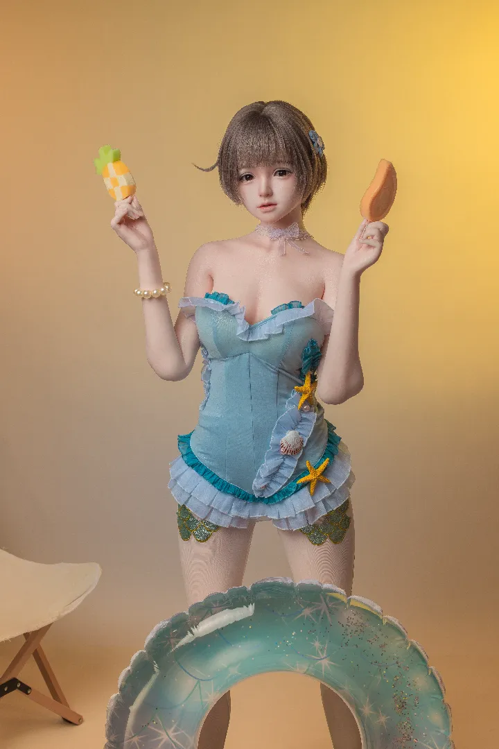 149cm (4ft11) B-Cup Realistic Skin Texture Silicone Sex Doll SHIO, ROS Head 96b